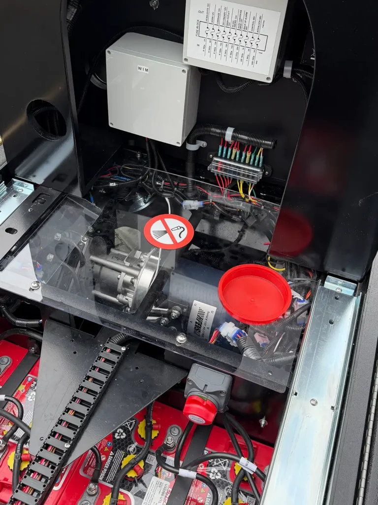 Wattman electric trackless train certified control system and motor compartment with WIM controller and wiring harness