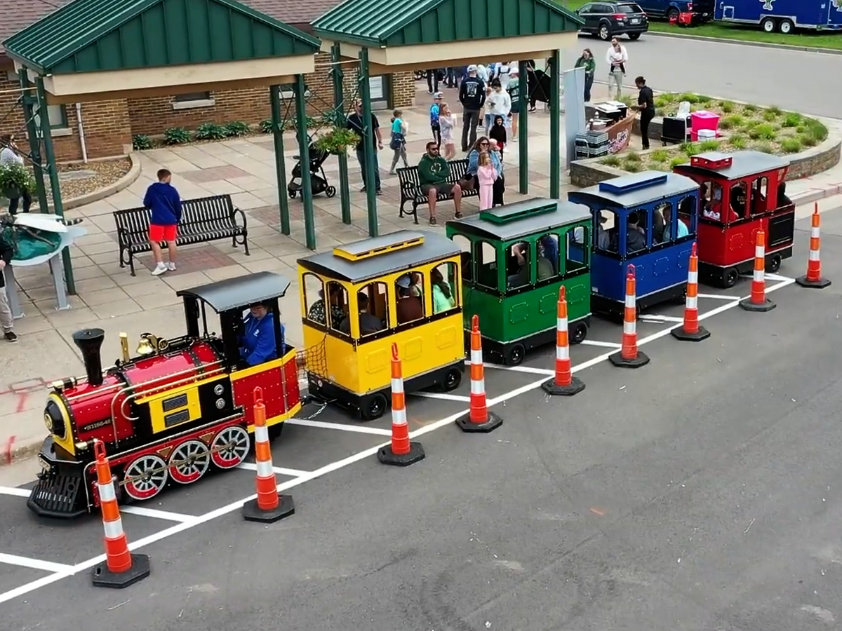Wattman Maxi Express trackless train at Menominee Park, Oshkosh, Wisconsin